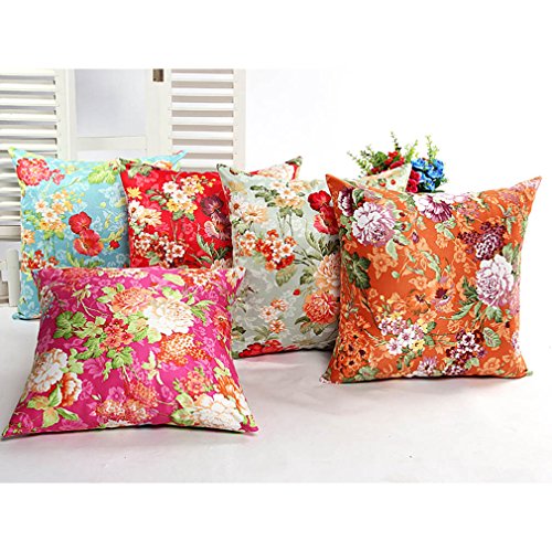 ZXKEE Kissenbezug Blumen Blüte Design Wohndekoration Kissenhülle eckig 45 x 45cm (Blau) - 2