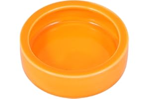 POPETPOP 2 Pack Reptile Food Bowl Anti-escape,Ceramic Water Feeder Bowl, Reptile Worm Dish Feeding Dish for Bearded Dragons Crested Gecko Leopard Gecko Chameleon Corn Snake-Orange