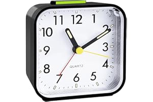 CNMTCCO sveglia da comodino, senza ticchettio, con luce, alimentata a batteria, allarme forte, funzione Snooze, funzionamento silenzioso,adatta a chi ha il sonno profondo. (‌Nero)