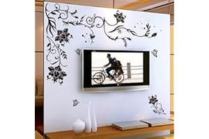 ‎COVPAW COVPAW® Wall Sticker XXL Flowers Vine Tendril Black Wall Sticker Wall Picture Pictures Living Room Bedroom Decoration