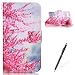 Produktbild Feeltech Hülle für Huawei Honor 4C Weich Magnet PU Brieftasche Elegant Kartenfach Extra Dünn Schutzhülle Bunte ReLife MusterKarte Halterung Klapp Ledertasche - Zwetschge Blüte