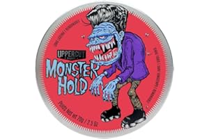 Uppercut Deluxe Monster Hold Pomade, produit capillaire pour hommes à base de cire à tenue forte, remaniable pour les styles traditionnels ou plus audacieux, Ben Brown Monster Hold Design 70g