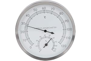 Mumusuki Termometro-igrometro termometro igrometro per Bagno Turco in Acciaio Inossidabile 2 in 1 da Interno, per Bagno Turco con Sauna