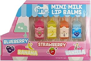 Tinc Baume à Lèvres, Format Mini Carton de Lait, S4 Hydratation Intense, Lot de 4, Saveur Lait Doux, Compact et Pratique pour Emporter Partout, Protection Longue Durée, Lèvres Douces