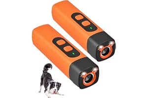 Lancoon - Ultradźwiękowy odstraszacz psów (2 szt.) z 3 regulowanymi częstotliwościami, latarką LED i funkcją przeciw szczekaniu. Ładowane urządzenie treningowe, przenośne, do użytku wewnątrz i na