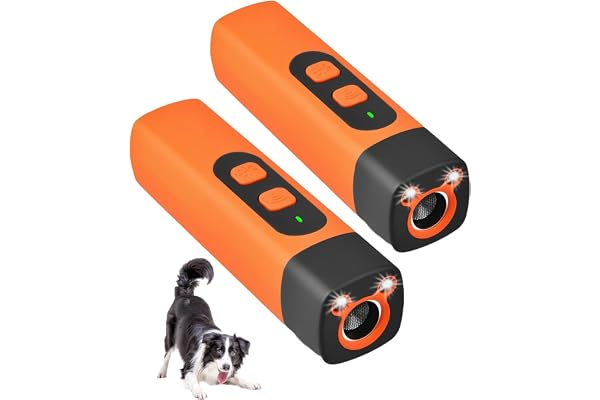 Lancoon 2 Delar Ultraljud Hundavvisare med 3 Justerbara Frekvenser LED Ficklampa Barking Stopper Uppladdningsbar Beteendeträn