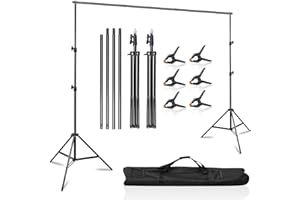 MSKIRA 2x3m/6.5x10ft Photography Backdrop Stand Adjustable Background Support System Kit Backdrop Frame with Carry Bag for Photo Studio Video Birthday Party