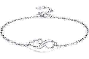 J.endéar Cavigliera da Donna Amore Infinito, Argento Sterling 925 per Donne E Ragazze Cavigliera Regolabile, Regali di Amicizia