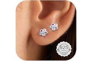Adramata Ohrringe Silber 925 Mädchen Damen Hypoallergene Ohrringe Niedlich Kleine Blumen Schmetterling Stern Herz Ohrringe Ohrstecker Silber 925 Kinder Ohrringe für Mädchen