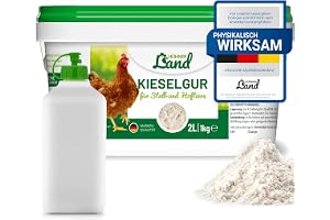 HÜHNER Land Kiselgur, kiselgur för kycklingar 2 liter – rent kiselgur pulver med dammflaska, kiseljordspulver, stengur höns