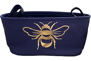 BundleBean - Buggy Organiser - Storage Bag for Pushchairs - Includes Nappy Pouch - Universal Fit with Handlebar for Any Pushchair or Stroller (Gold Bees)