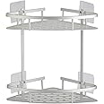 Hawsam Shower Caddy No Drilling, Shower Corner Shelf 2 Tier, Bathroom Shelf No Drilling with Stickers Wall Mounted Adhesive, Non Rust Aluminum Shower Rack Basket for Shampoo Storage
