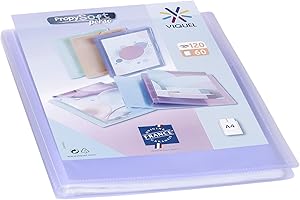 Viquel - Protège documents personnalisable - Reliure Format A4 - Porte vues 120 Vues (60 pochettes) Propysoft - Pochettes transparentes et lisses - Violet translucide