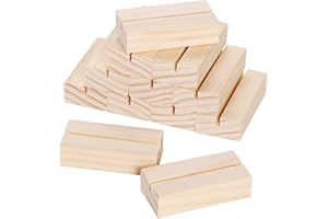 Aboofx 12 Pack Wood Place Card Holders Wood Table Number Stands Picture Holder Acrylic Sign Holders for Wedding Dinner Home Party Events Decoration