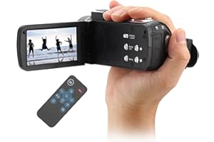 PUSOKEI Digitale Videokamera, 4K Anti-Shake-HD-Videokamera-Camcorder mit 3-Zoll-IPS-Touchscreen, 30,0 MP 18-Fach Zoom-Camcorder mit Akku und Fernbedienung