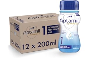 Aptamil Advanced 1 First Infant Baby Milk Ready to Use Liquid Formula, from Birth, 200ml (Pack of 12)