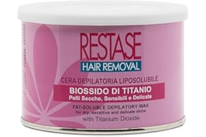 RESTASE | Cera Depilatoria Liposolubile, Biossido di Titanio, Pelli Secche, Sensibili e Delicate, 400 ml, Made in Italy