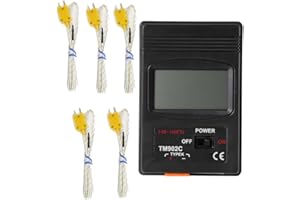 NUZAMAS Digitales Thermometer 2 Wege K-Typ Sensor Temperatursonde, Dual Zwei Kanal Digital Thermometer 2 K Typ Thermoelement Sensor -50 ° C / 1200 ° C und 5 K Typ Thermoelement