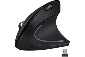 Uineer Kabellose Vertikale Maus, Ergonomische 2,4-GHz-Funkmaus, 3 einstellbare DPI, 6 Tasten Computermouse für Laptop, Desktop, PC, MacBook (Schwarz)