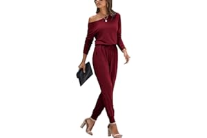 PCEAIIH Women's One Piece Jumpsuit Casual Loose Long Sleeve/Sleeveless Tank Overalls Elastic Waist Stretchy Romper with Pockets