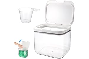 Aarcyye Boîte de Rangement pour Détergent, 4,5L Boite Lessive, Boîte de Rangement pour poudre à Laver, Récipient pour Poudre à Lessive,Organisateur pour Détergent avec Verre Doseur, Pour le Stockage