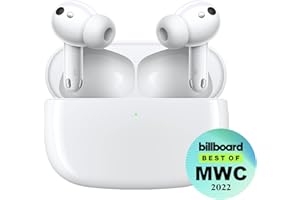 HONOR Earbuds 3 Pro bezprzewodowe słuchawki douszne Bluetooth 5.2 z aktywną redukcją szumów, głośniki i głośnik wysokotonowy PZT, szybkie ładowanie 5C, długa żywotność baterii, waga piórkowa, S, biały