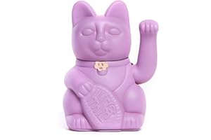 DIMINUTO CIELO Gato de la Suerte chino - Lucky Cat - Maneki Neko. MALVA, L (12x9x18cm)