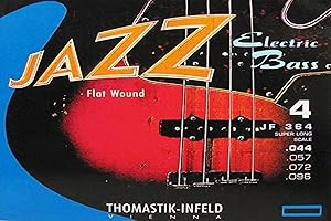 THOMASTIK-INFELD Thomastik Cuerdas para Bajo Eléctrico Jazz Bass Serie niquel entorchado plano juego 4 cuerdas JF364 escala extra larga 36"
