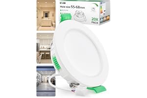 Bojim LED-spotlights infällda spotlights 230 V för badrum dimbar 55 mm – 68 mm hålstorlek 4 W takspotlights, IP44 vattentäta