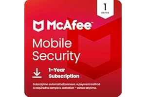McAfee Mobile Security, 1-Year Subscription with Auto-Renewal. Mobile Device Security App, Digital download