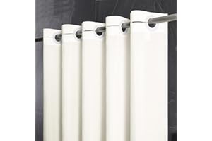 Furlinic Duschvorhang Überlänge für Badezimmer Badvorhang Anti-schimmel Textil für Badewanne und Dusche Vorhang aus Stoff Antibakteriell Waschbar Beige Hookless Extra Groß 270x180cm.