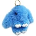 Xsclpomddy Bunny Keychain Cute Rex Rabbit Faux Fur Pompom Keychain Car Handbag Lovely Keyring Charm Ring