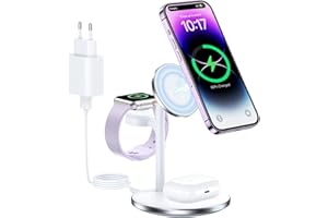 BHHB Bezprzewodowa ładowarka 3 w 1, 18 W, składana, indukcyjna stacja ładująca, bezprzewodowa ładowarka do iPhone 14, 13, 12, 11 Pro Max/Se 3/Xs/XR/X/8+, do Apple Watch 7/6/Se/5/4/3/2/1, do Airpods Pro/2/3