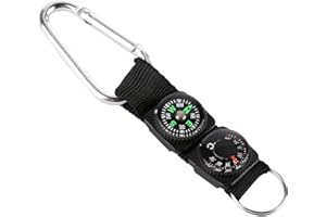 IUSOT Kompass Schlüsselanhänger Mit Thermometer Multifunktionales Outdoor-Navigationswerkzeug Karabiner Schlüsselanhänger Für Wanderungen Camping Praktischer Kompass Anhänger Für Abenteuer
