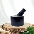 Jaipur Ace Natural Black Marble Mortar and Pestle Set, Imam Dasta, Ohkli Musal, Kharal- 4 X 3 Inches (Black)