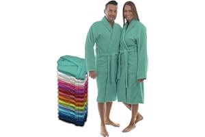 LEBENGOOD Peignoir unisexe pour femme et homme 100% coton éponge américain 400 g avec ceinture, poches, douche, peignoir doux, serviette
