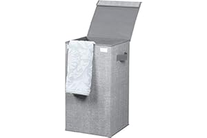 mDesign Kosz na pranie z wbudowanymi uchwytami – Składany kosz na bieliznę z pokrywą do łazienki lub sypialni – Nadaje się również jako kosz na bieliznę dla dzieci – szary