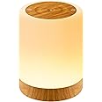 Auxmir Touch Table Lamp, RGB Colors Adjustable Stepless, 5 Brightness and 4 Modes, USB Rechargeable Table Lamp with Timer, Wood Grain Night Light
