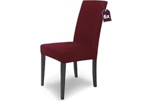SH SCHEFFLER-HOME LIVE HOMESTYLE SCHEFFLER-Home Fundas Sillas de Comedor Elásticas MIA – Set de 6 Elegantes Fundas Sillas Ajustables – Fundas para Sillas en Microfibra con Banda Elástica, Burdeos