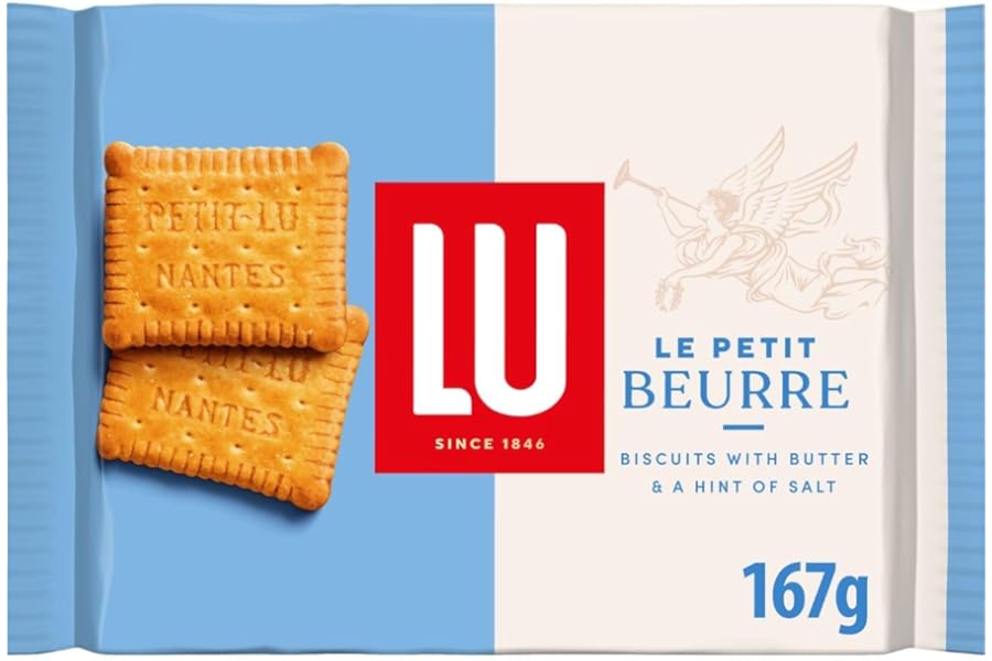 LU Le Petit Beurre Butter Biscuits, Classic French Biscuits With a Hint of Salt made with French Harmony Charter Wheat, Traditional Snack Packet 167 g (Pack of 1)