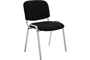 ‎CLP CLP Konferenzstuhl Ken Chrom mit hochwertiger Polsterung und Stoffbezug I Stapelstuhl mit robustem Metallgestell in Chromoptik, Farbe:schwarz