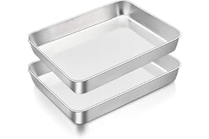 HaWare Backblech, Edelstahl Rechteckig Auflaufform Fettpfanne Ofenform Backofen 2er Set, Tiefes Ofenblech Backofenblech Kuchenblech zum Backen/Braten/Servieren, Ungiftig＆Gesund, Spülmaschinenfest