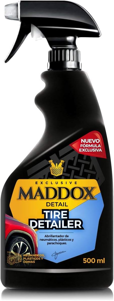 Maddox Detail | Abrillantador de Neumáticos y Plásticos | Restaurador de Gomas Coche | Hidratador de Gomas de Exterior | Protege y Brilla | Abrillantador Plasticos Coche | Tire Detailer 500 ml
