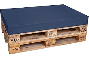 ‎TEXDEKO TexDeko® Palettenkissen 120 x 80 x 12cm Wasser-& schmutzabweisend Abnehmbarer Bezug mit Reißverschluss waschbar gepolstertes Sitzkissen für Europalette Palettenpolster (Blau)