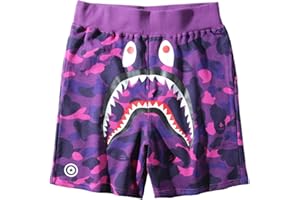 PADOLA Hombre Pantalones Cortos Shark 3D Estampado Shorts con Cintura elástica Pantalones Cortos de Verano Deportivos para Playa con Bolsillos