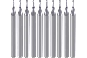 HOZLY Vástago de 3.175mm, flauta única, cortador de fresado en espiral cortador, diámetro de corte de 1.0mm, longitud de corte de 4mm, pulgadas para plástico acrílico PVC MDF