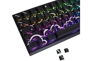 ‎JSJT JSJT PBT Seitlich Bedruckte durchscheinende Star Rain Thema Schwarze Tastenkappen, 74-Tasten Cherry Profile Tastenkappen-Set für Cherry MX Switch 60/61/65/67/68 Layout Mechanische Tastatur