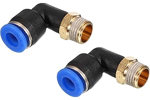 PATIKIL Raccordo a Compressione 1/8", 2Pz Maschio PT Filettato a 90 Gradi Tubo 6mm Raccordi Aria Compressa Gomito e Dritto per Raccordo Tubo Aria, Adattatore Rapido Pneumatico, Blu