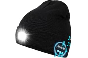 Wmcaps Bluetooth Cappello con Luce LED Ricaricabile, Berretto Musicale con Torcia a LED Tecnologia Uomo Donna Idea Regalo per Ciclismo Campeggio Escursionismo