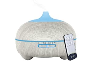 Hantoc Aroma Diffuser 550ML, Luftbefeuchter Ultraschall Vernebler mit Timer Ultraschall Aromatherapie Diffusor mit 7 Farben LED Wasserlose Abschaltautomatik für Schlafzimmer, Büro, Yoga, Spa Weiß